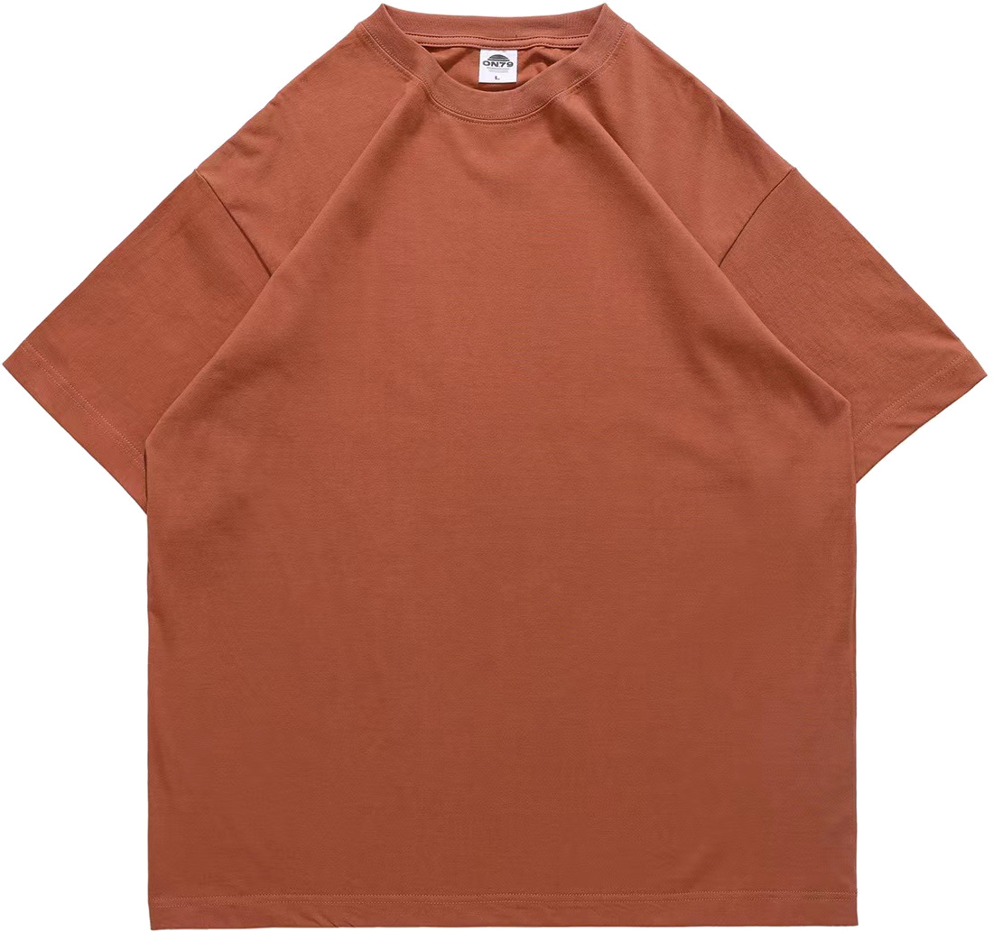 pure 100% cotton T-shirt oversized drop shoulder heavyweight Brick Red