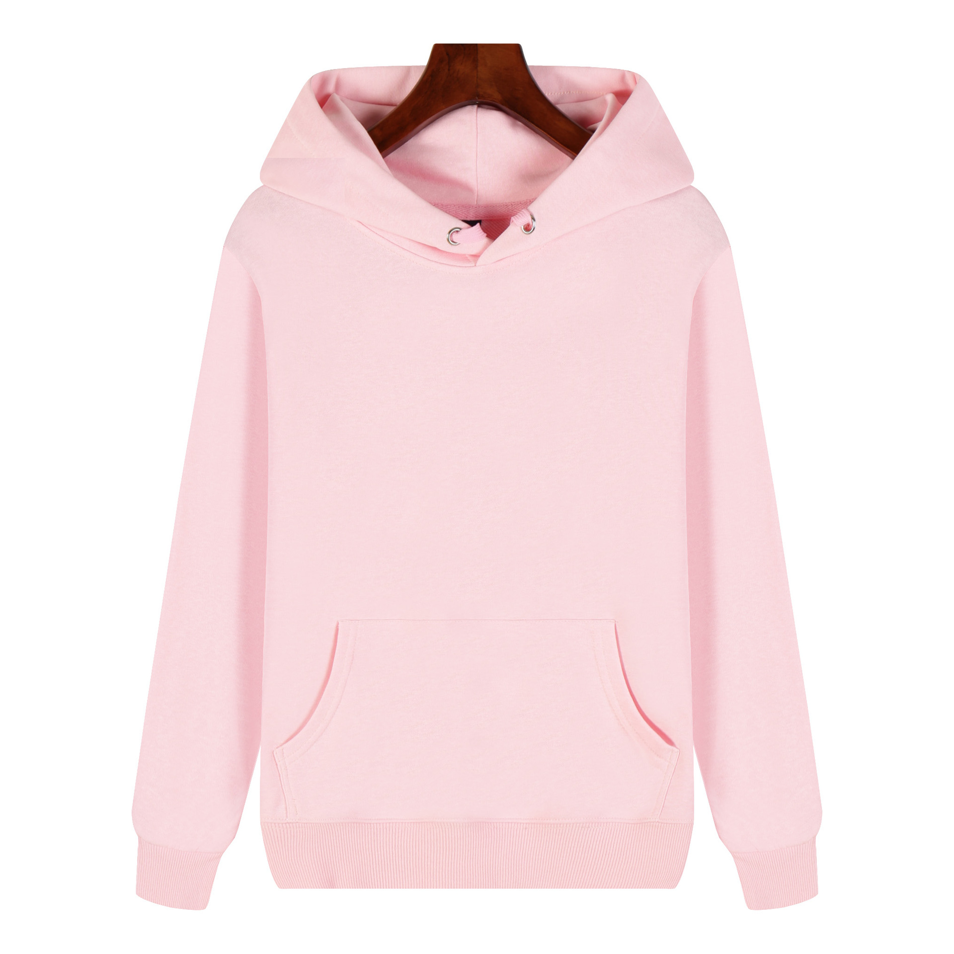 pink pure 100% cotton pullover hoodie kangaroo pocket long sleeve sweatshirt