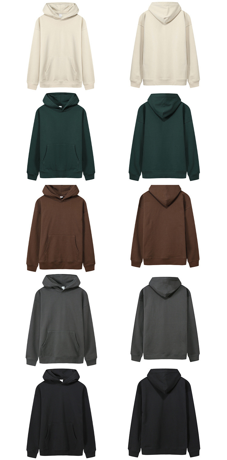 pure 100% cotton pullover thick heavyweight hoodie kangaroo pocket long sleeve