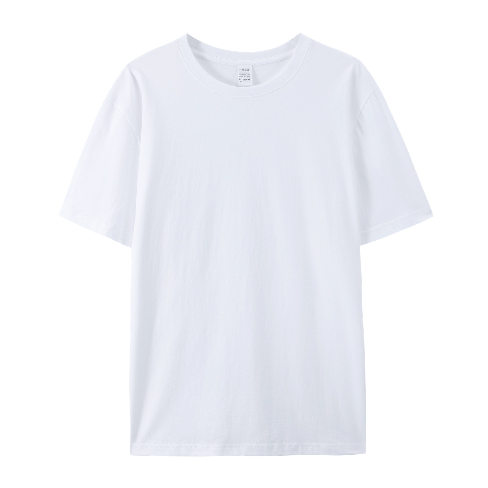 pure 100% cotton T-shirt white short sleeve crew neck white