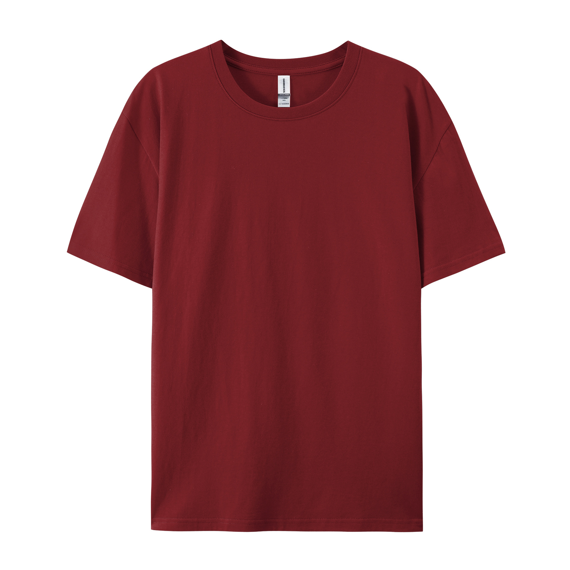 pure 100% cotton T-shirt white short sleeve crew neck Wine Red