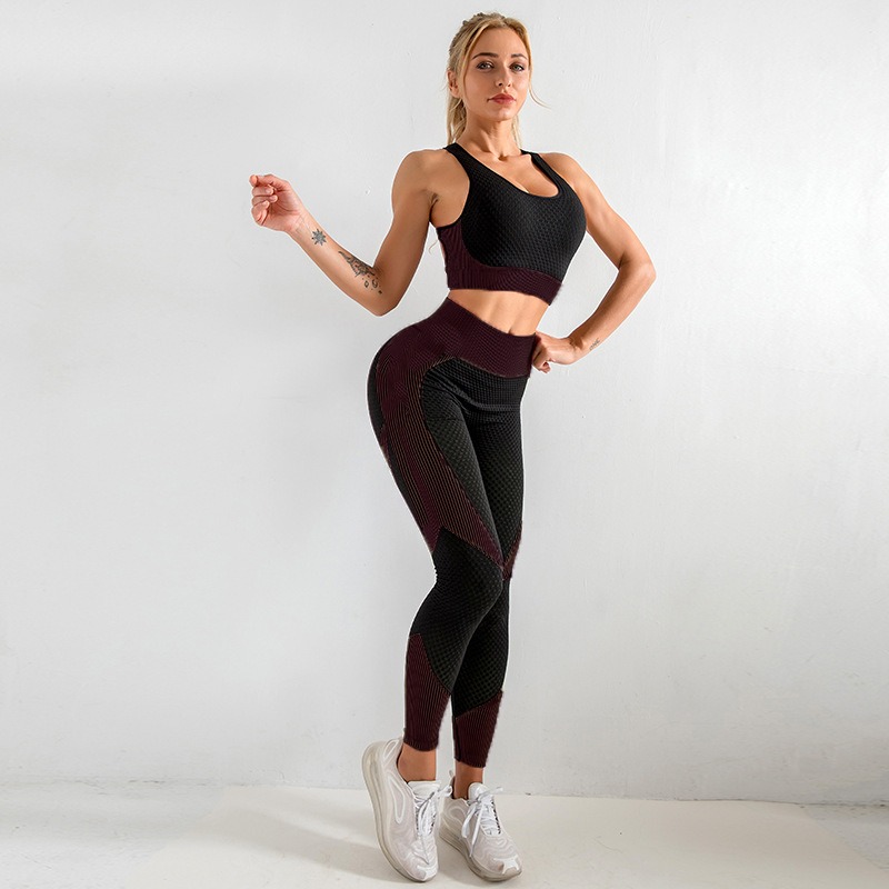 Wholesale Full 13 Colors Women Sports Gym Wear Tights and Crop Top