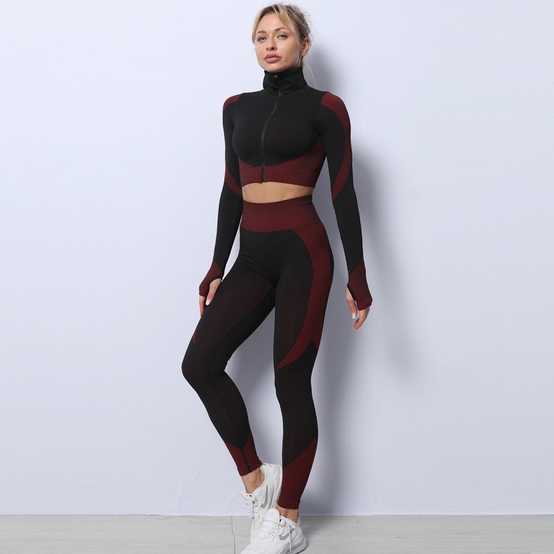 PUYYDS 3PCS Yoga Set Sport Outfit Woman Sports Set Workout Long