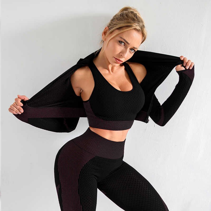 Seamless Patchwork Yoga Set Women Gym Clothes Bra Crop Top Legging